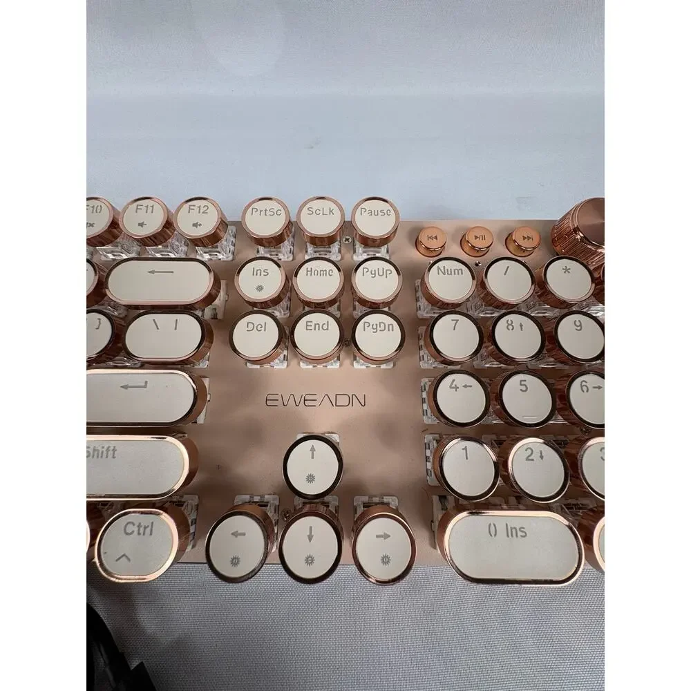 EWEADN V20 Rose Gold Mechanical Gaming Keyboard 104 Keys Round White Backlit